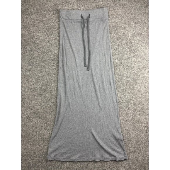 James Perse Skirt Womens 0 XS Gray Ribbed Knit Maxi Drawstring Waist Made USA - Picture 1 of 6